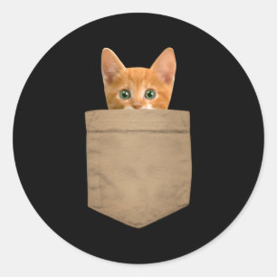 Sticker Rond Orange Ca Kitty dans ma poche