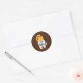 Sticker Rond Orange Cat Coffee Cute (Enveloppe)