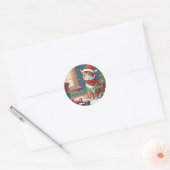 Sticker Rond Orange cat with Christmas hat cute Pet Animal (Enveloppe)