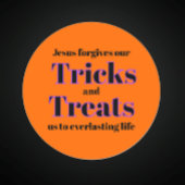 Sticker Rond Orange Christian Evangile Halloween Trick ou Treat