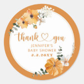 Sticker Rond Orange citrouille automne merci (Devant)