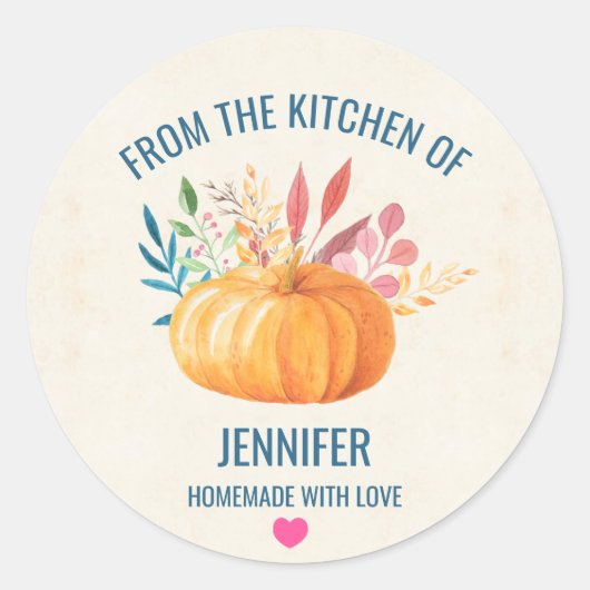 Sticker Rond Orange Citrouille de la cuisine de (Devant)