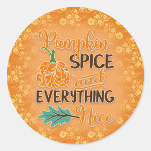 Sticker Rond Orange Citrouille épices et tout Nice automne