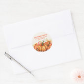 Sticker Rond Orange Citrouille Fall quitte Thanksgiving Adresse (Enveloppe)