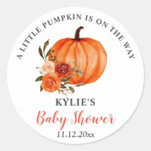 Sticker Rond Orange Citrouille Thanksgiving   BABY SHOWER