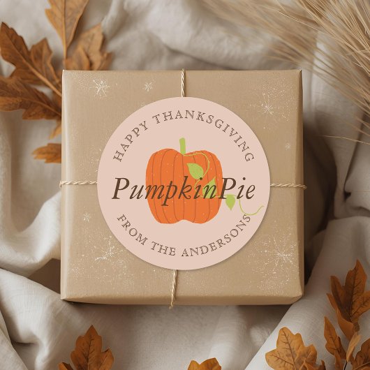 Sticker Rond Orange Citrouille Thanksgiving cadeau de cuisson m