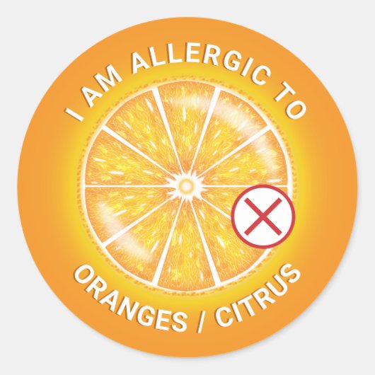 Sticker Rond Orange Citrus Fruit Alimentation Allergie Sensibil (Devant)