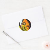 Sticker Rond Orange Clown Poisson aquarelle peinture d'art orig (Enveloppe)