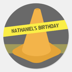 Sticker Rond Orange Cone & Caution Construction Bande Anniversa