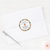 Sticker Rond Orange Cutie 1er Anniversaire Merci Favoriser (Enveloppe)