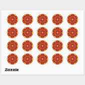 Sticker Rond Orange Daisy Abstrait Flower Art (Feuille)