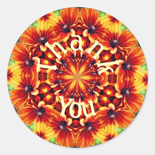 Sticker Rond Orange Daisy Abstrait Flower Art Merci (Devant)