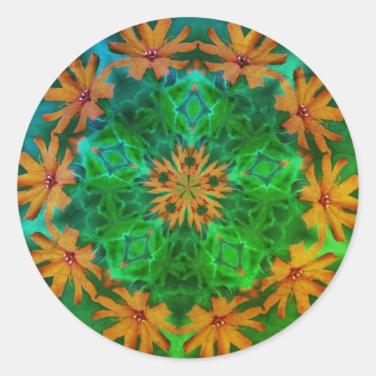 Sticker Rond Orange Daisy Flower Abstrait Art (Devant)