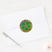 Sticker Rond Orange Daisy Flower Abstrait Art (Enveloppe)