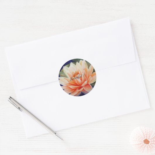 Sticker Rond Orange Eau Lily Aquarelle Florale (Enveloppe)