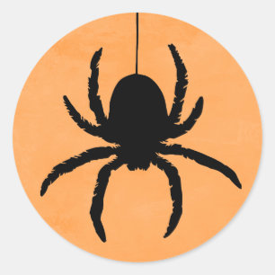 Sticker Rond Orange Éffrayante effroi Araignée d'Halloween