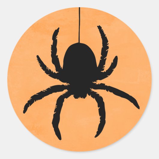 Sticker Rond Orange Éffrayante effroi Araignée d'Halloween (Devant)