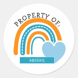 Sticker Rond Orange et bleu arc-en-ciel Bienvenue à l'école