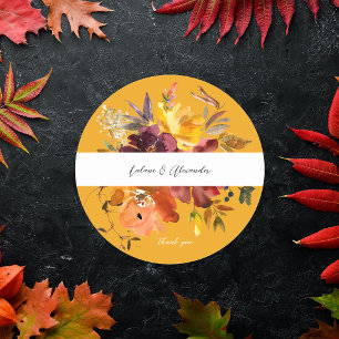 Sticker Rond Orange et or jaune Merci 2V2 Floral - Or