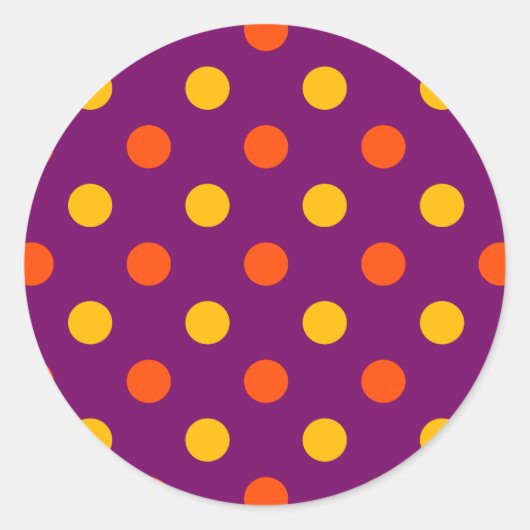 Sticker Rond Orange et points jaunes violets (Devant)
