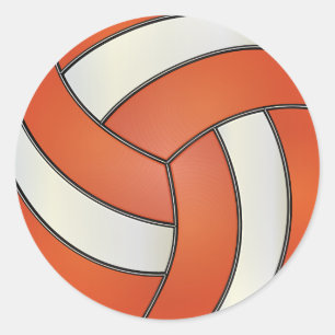 Sticker Rond Orange et White Volleyball