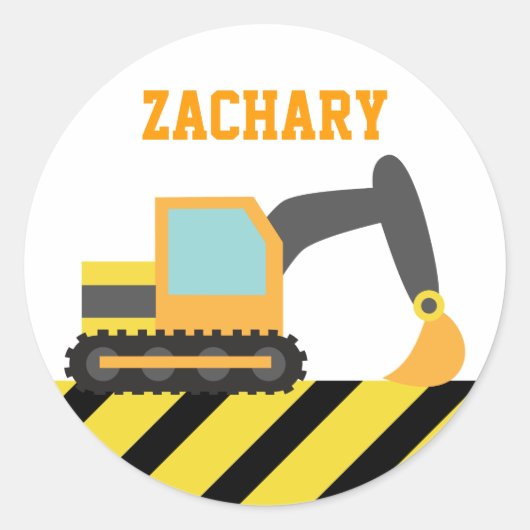 Sticker Rond Orange Excavator, Véhicules de Construction, pour  (Devant)