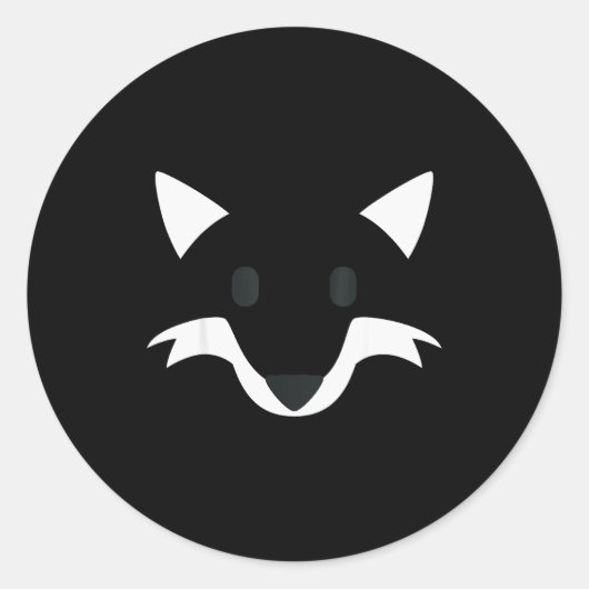 Sticker Rond Orange Fox Face Halloween Apparel Matching Group F (Devant)