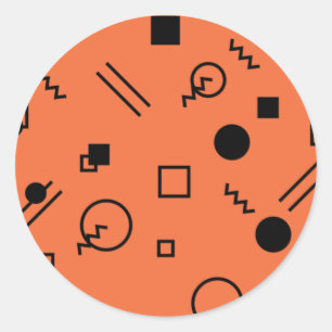 Sticker Rond Orange, fun, trendy, geometric Memphis graphic