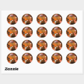 Sticker Rond Orange Gem (Feuille)