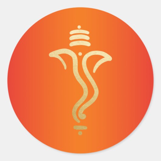 Sticker Rond Orange Gold Festive Ganesh/ Indian God (Devant)