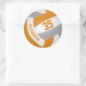 Sticker Rond orange gris équipe couleurs garçons filles volley (Sac)