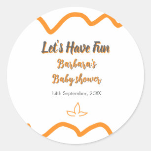 Sticker Rond Orange gris rétro baby shower espagnol boho modern