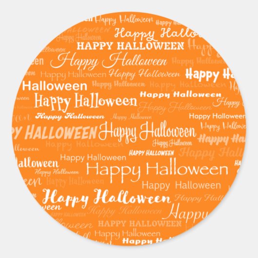 Sticker Rond Orange Happy Halloween Typographie moderne (Devant)