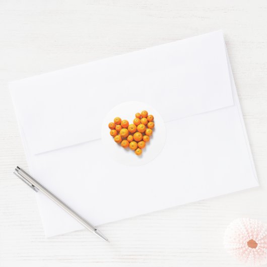 Sticker Rond Orange Heart (Enveloppe)