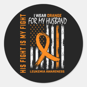 Sticker Rond Orange Leucémie Cancer Sensibilisation Mari Améric