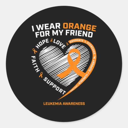 Sticker Rond Orange Leukemia Sensibilisation Ami Cadeaux Hommes (Devant)