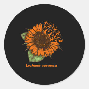 Sticker Rond Orange Leukemia Sensibilisation Tournesol Guerrier