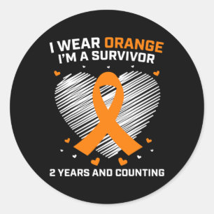 Sticker Rond Orange Leukemia Survivante Cadeaux 2 ans Cancer Gr