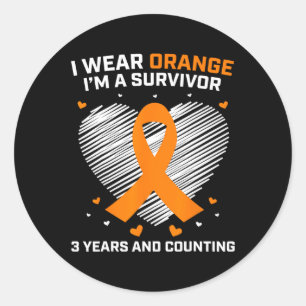Sticker Rond Orange Leukemia Survivante Cadeaux 3 ans Cancer Gr