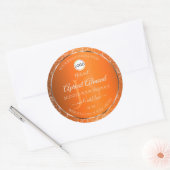 Sticker Rond Orange Logo Argent Initiales Parties scintillant É (Enveloppe)