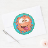 Sticker Rond Orange Monster Face Splat (Enveloppe)