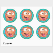 Sticker Rond Orange Monster Face Splat (Feuille)