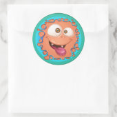 Sticker Rond Orange Monster Face Splat (Sac)