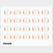 Sticker Rond Orange Oleander Fleurs Floral Script Mariage (Feuille)