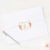Sticker Rond Orange Oleander Fleurs Floral Script Mariage (Enveloppe)
