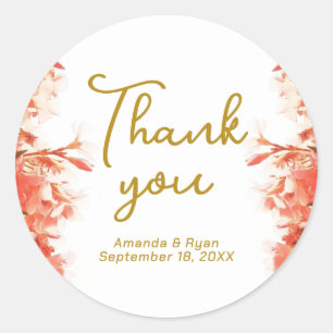 Sticker Rond Orange Oleander Fleurs Merci Floral