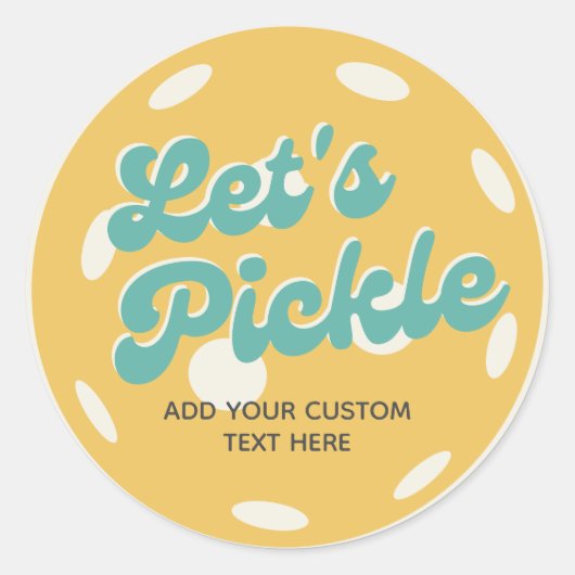 Sticker Rond Orange Pickleball Pickle Texte personnalisé (Devant)