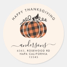 Orange Plaid Citrouille Thanksgiving Adresse de re