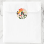 Sticker Rond Orange Populaire fleurs pêche mariage (Sac)