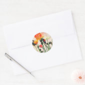 Sticker Rond Orange Populaire fleurs pêche mariage (Enveloppe)
